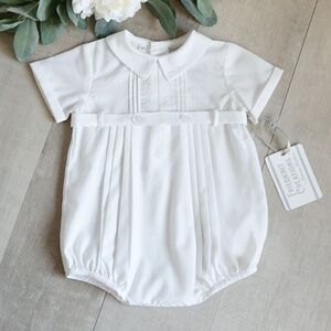 White Heirloom Romper Creeper Feltman Brothers Friedknit Special Occasion NWT